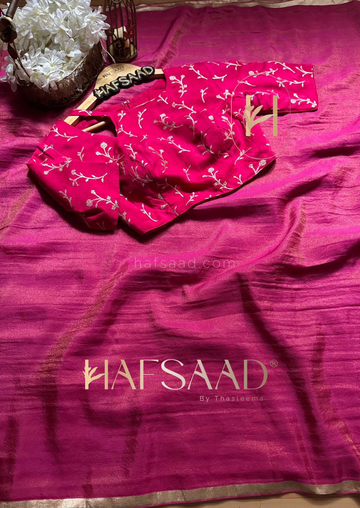 Aditi- Soft blended tissue silk saree (Pink)