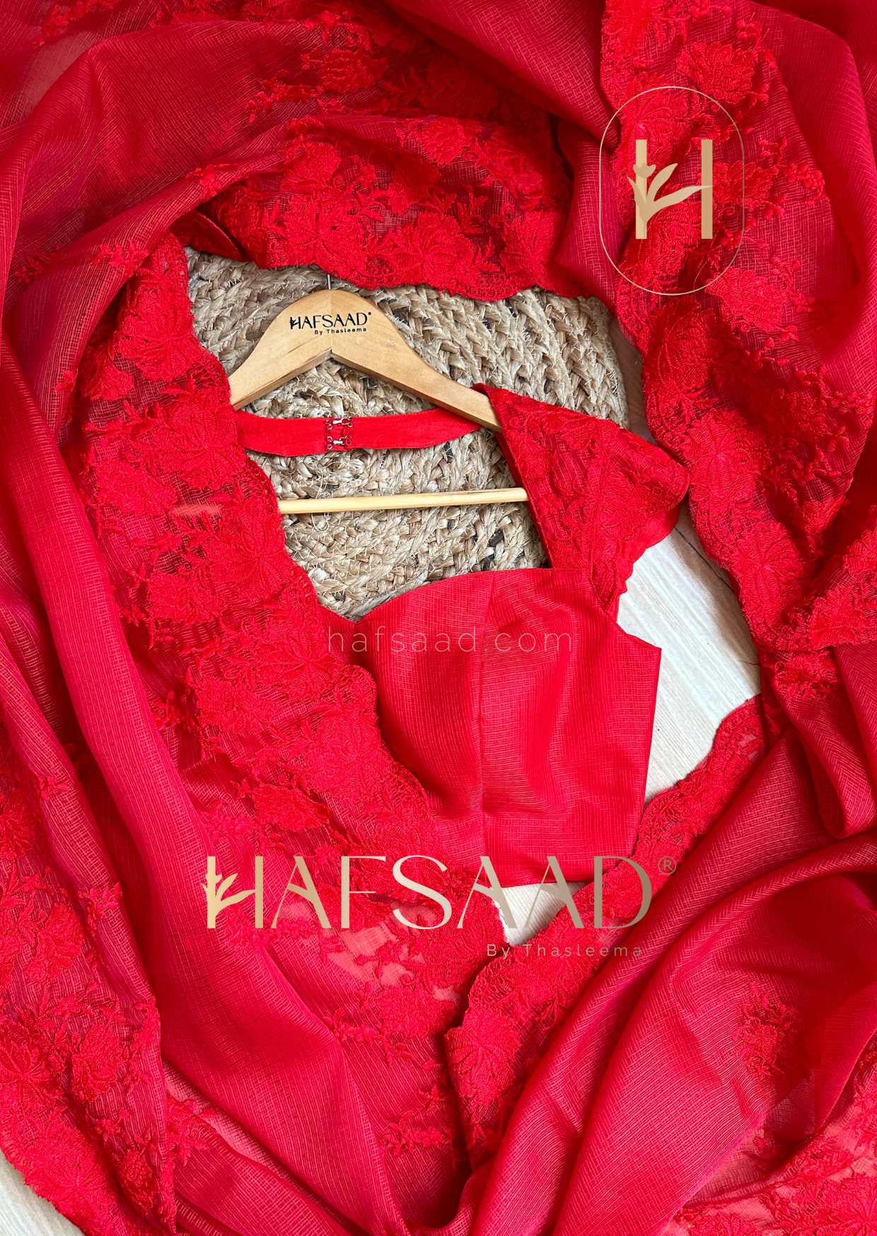 Celestia- Embroidered saree (Red)