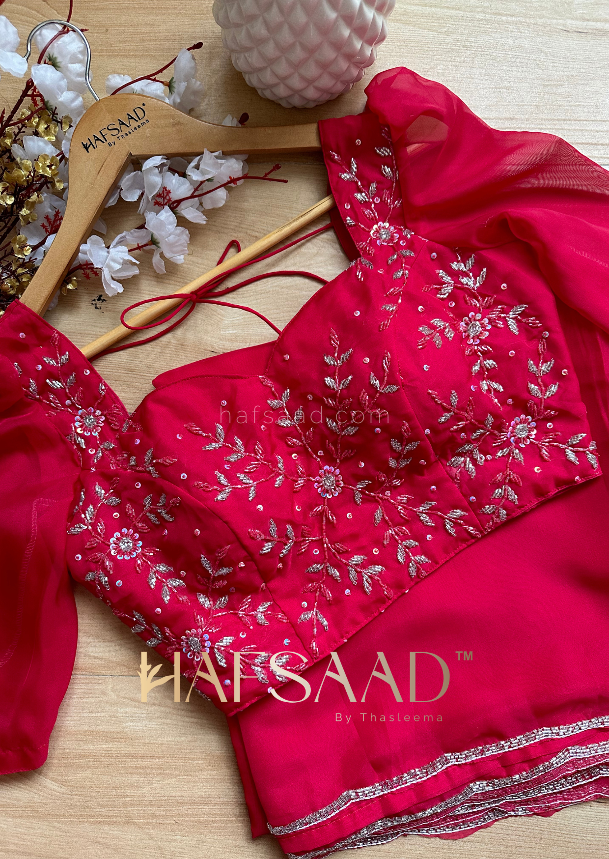 Ruby- soft organza handwork saree