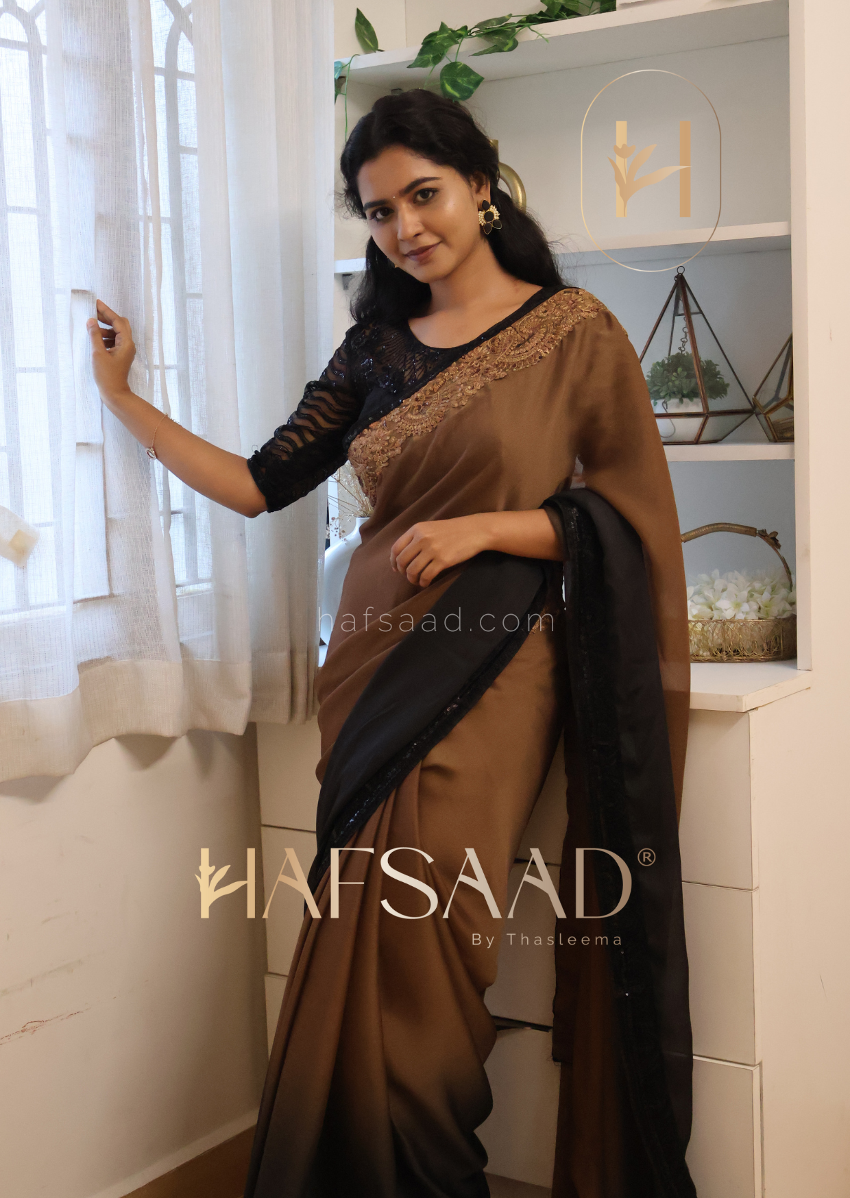 Anup- Ombre Brown designer saree