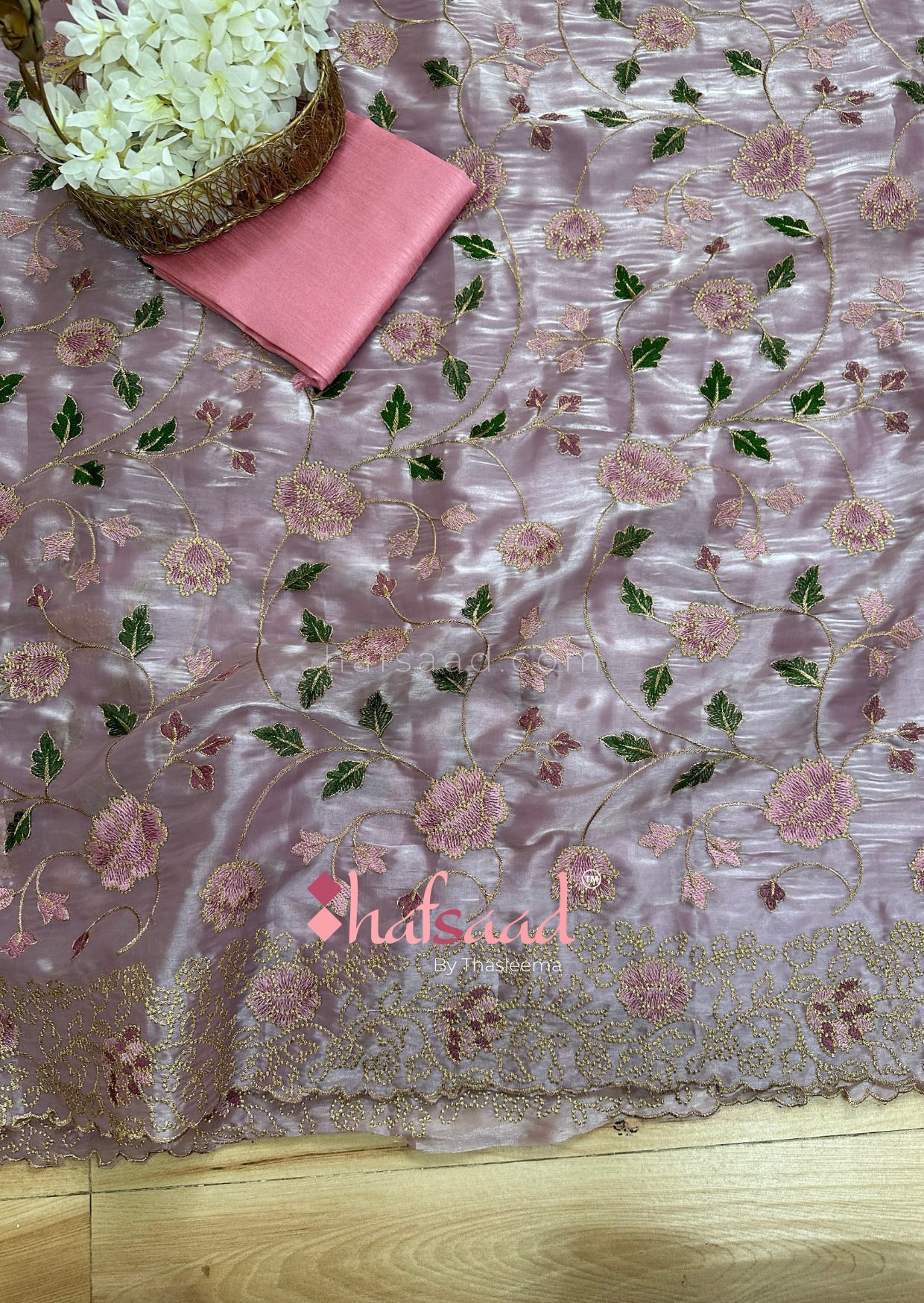 Nowrin Satin Organza Saree (Periwinkle)