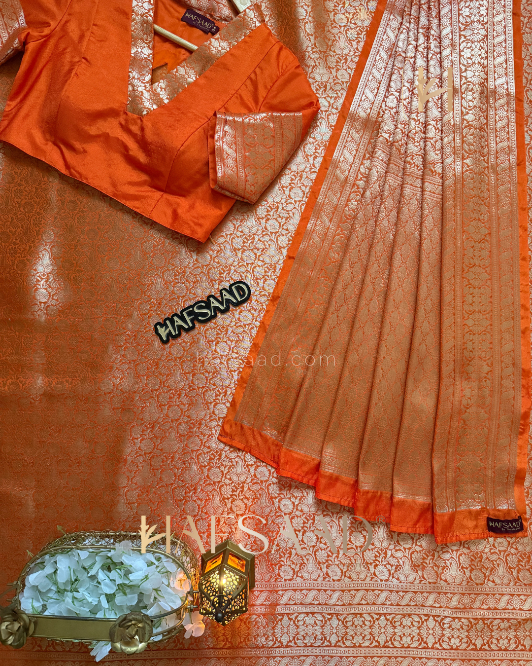 Ahana -  Soft semi silk saree (Orange)