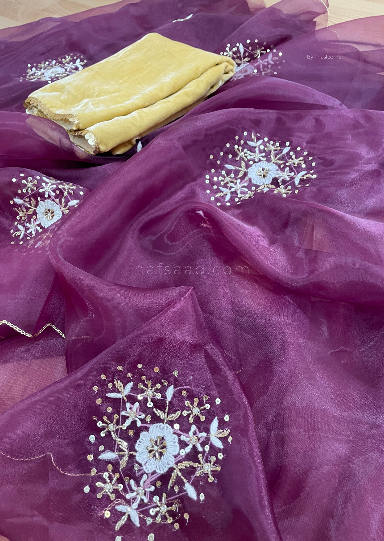 Purple Rizz- Chikankari handwork organza saree