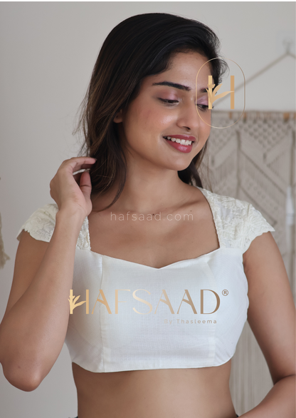 Celestia- Embroidered saree (Off white)