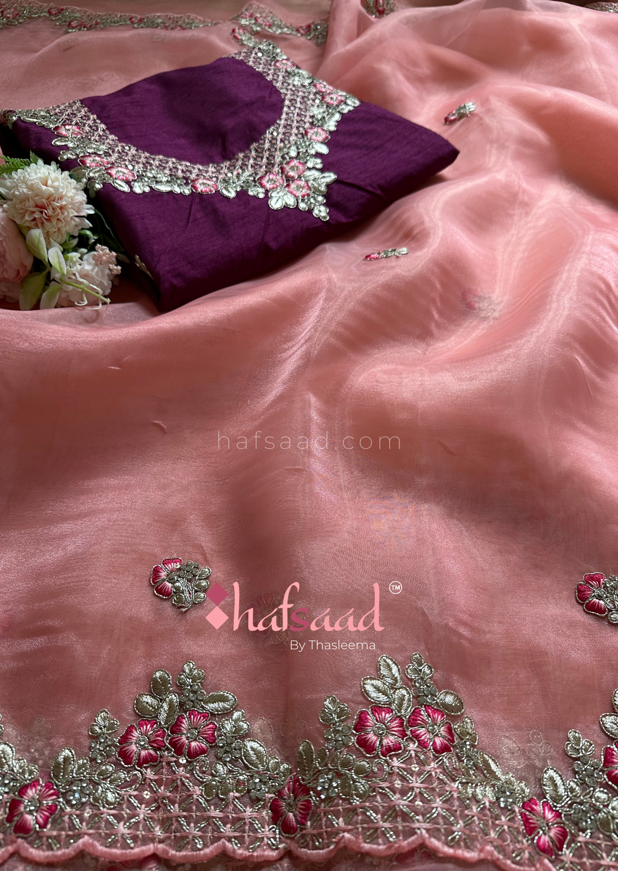 Himani- Bridal organza saree (Peach)