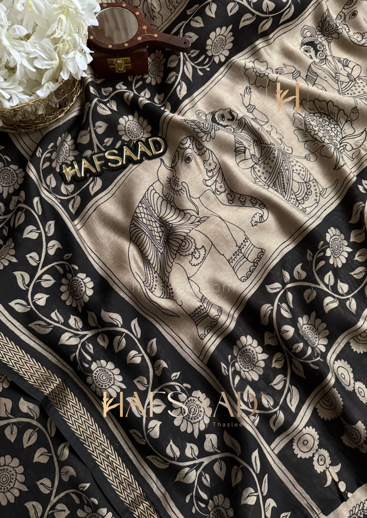 Monisha - Premium silk cotton saree (Black)