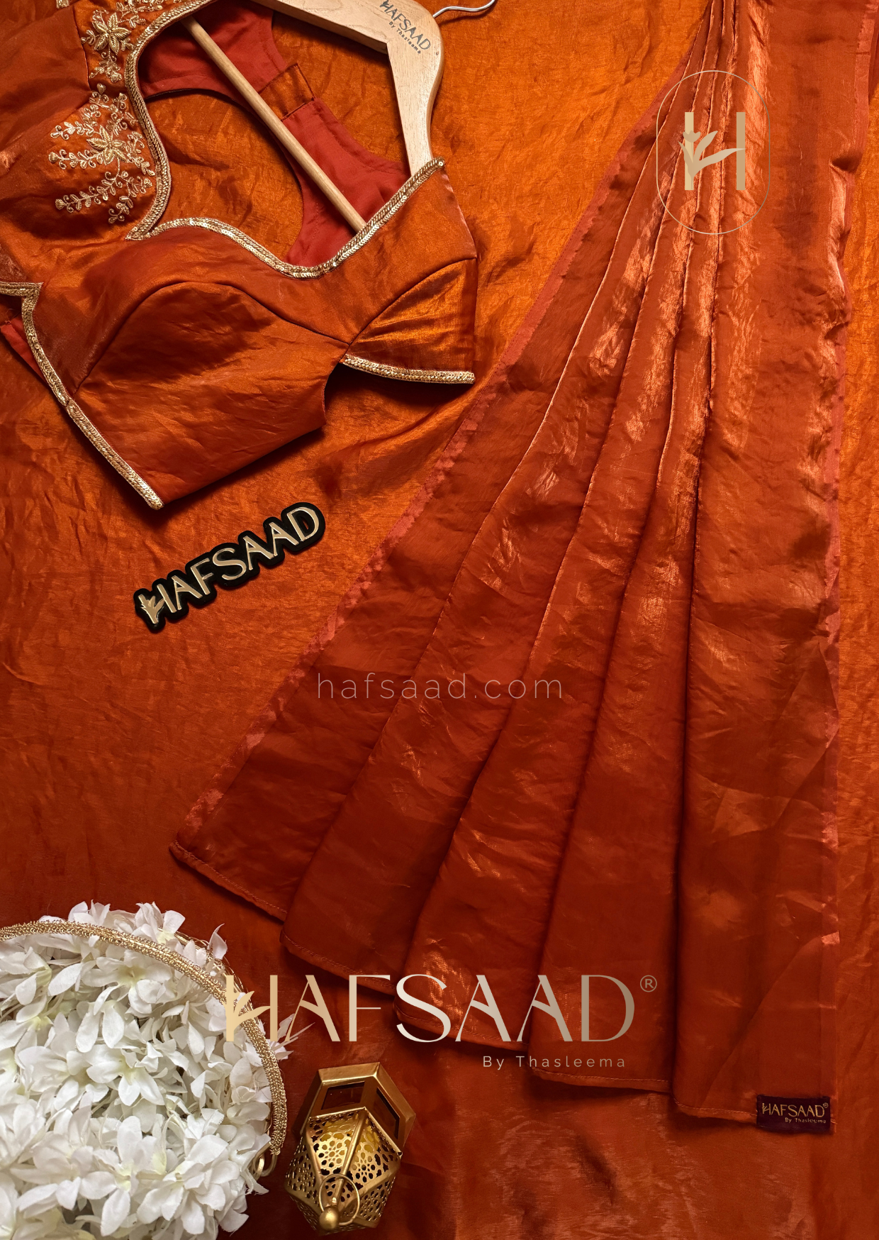 Rouge - Artisanal handwork saree (Burnt orange)