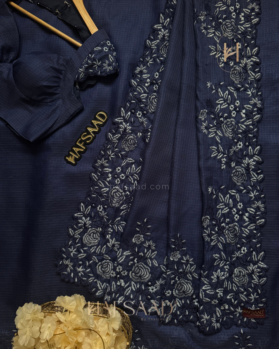 Femi- embroidered saree