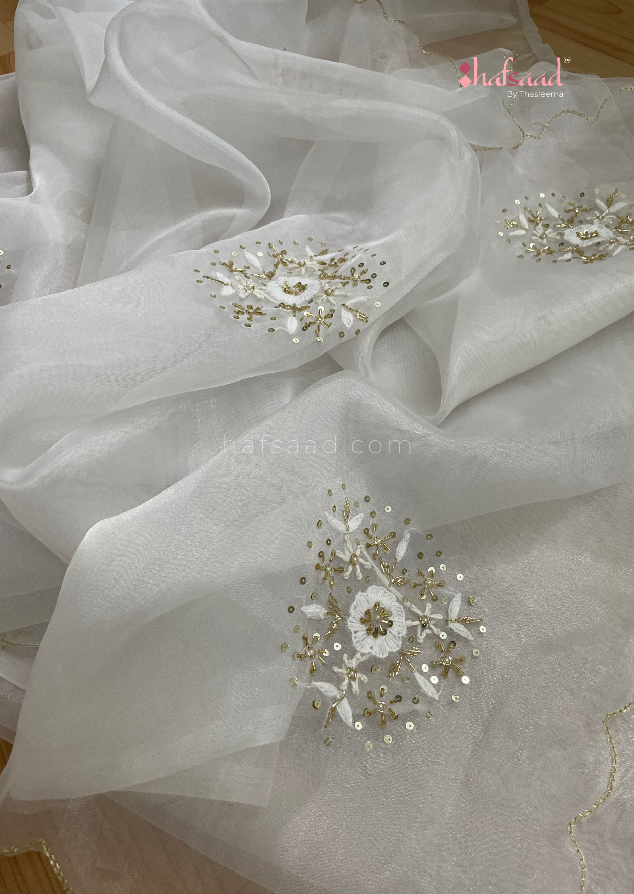 White Moon- Chikankari handwork organza saree