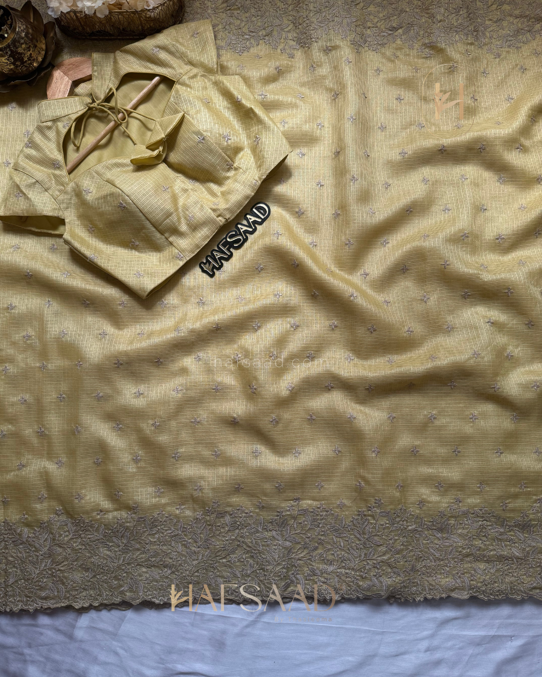 Rifka- Embroidered Saree (Yellow)