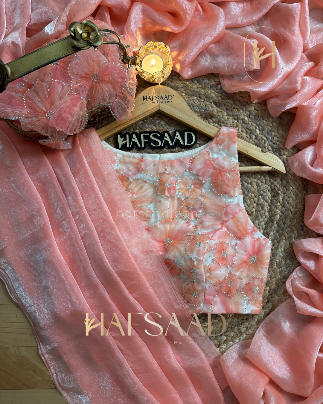 Cassie - Space silk saree (Peach)