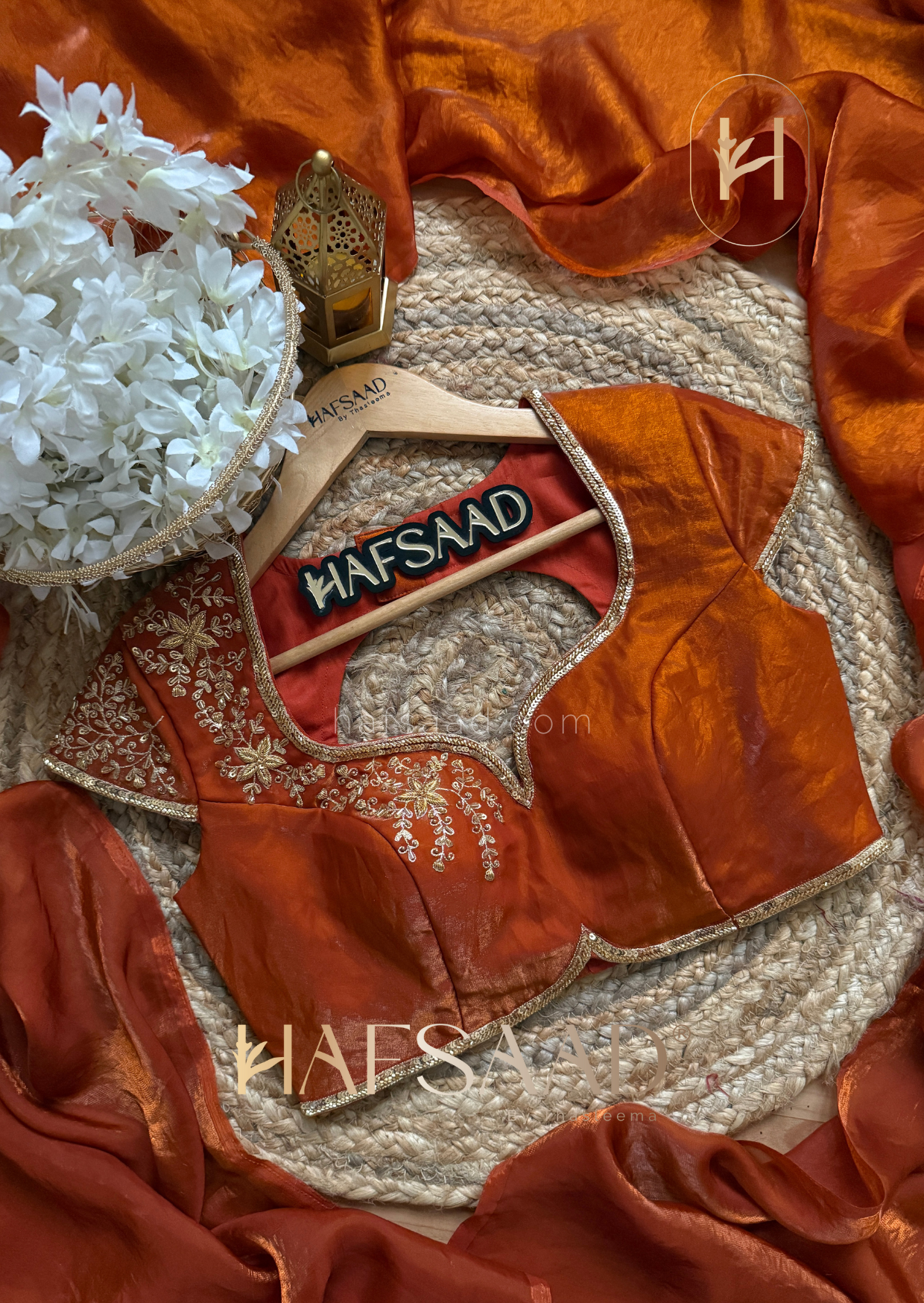 Rouge - Artisanal handwork saree (Burnt orange)