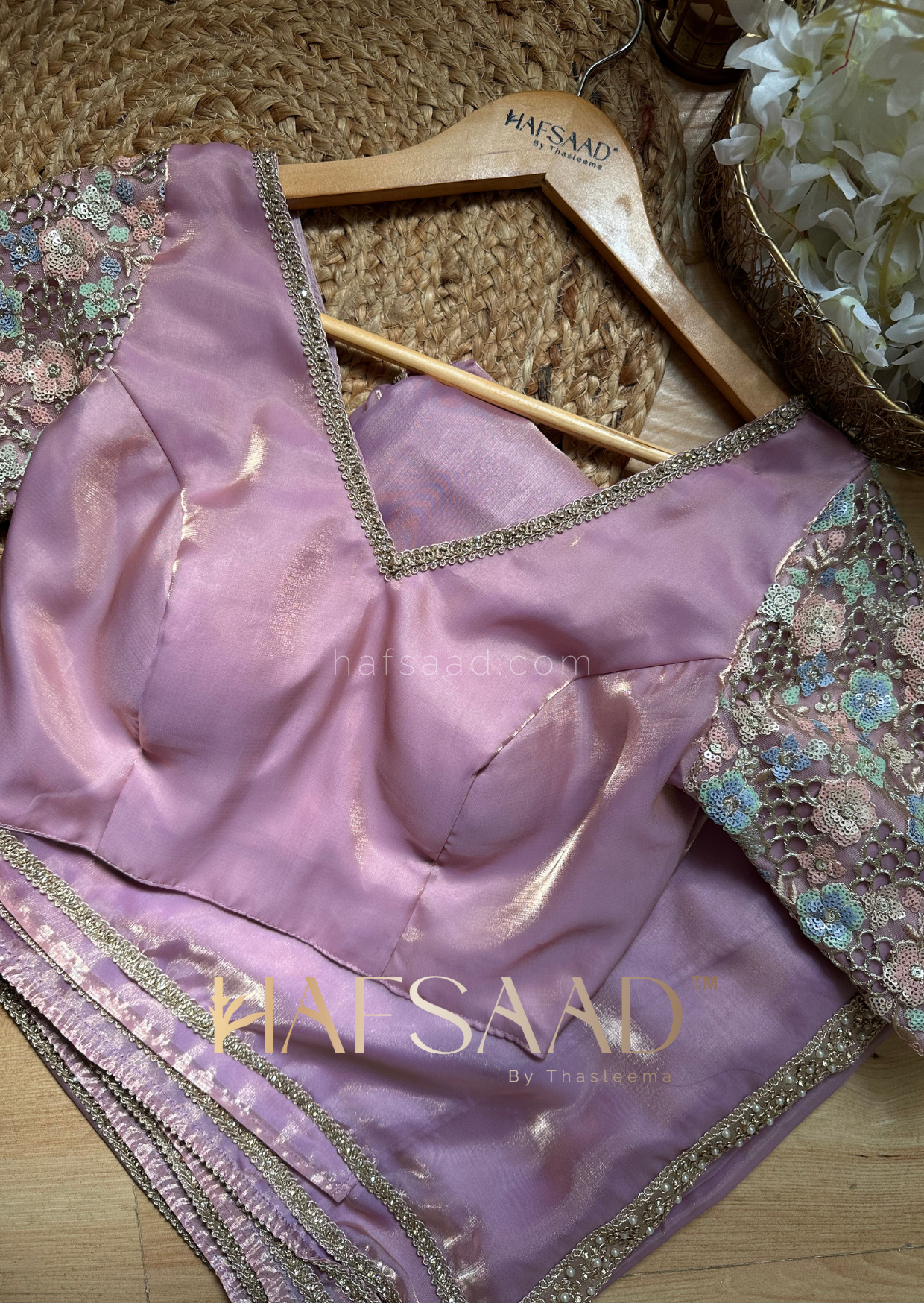 Anastasia- Couture satin organza saree (Lavender)