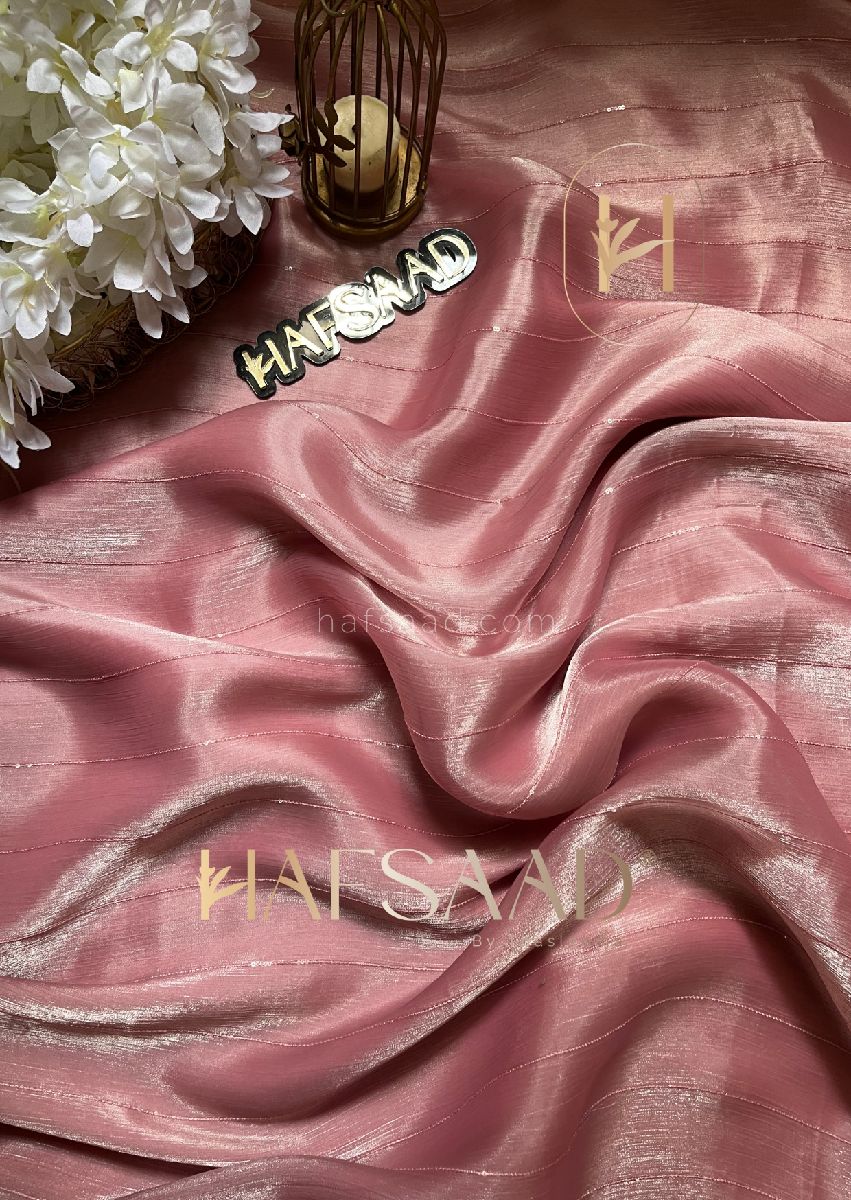 Shine- Satin organza saree ( onion pink )