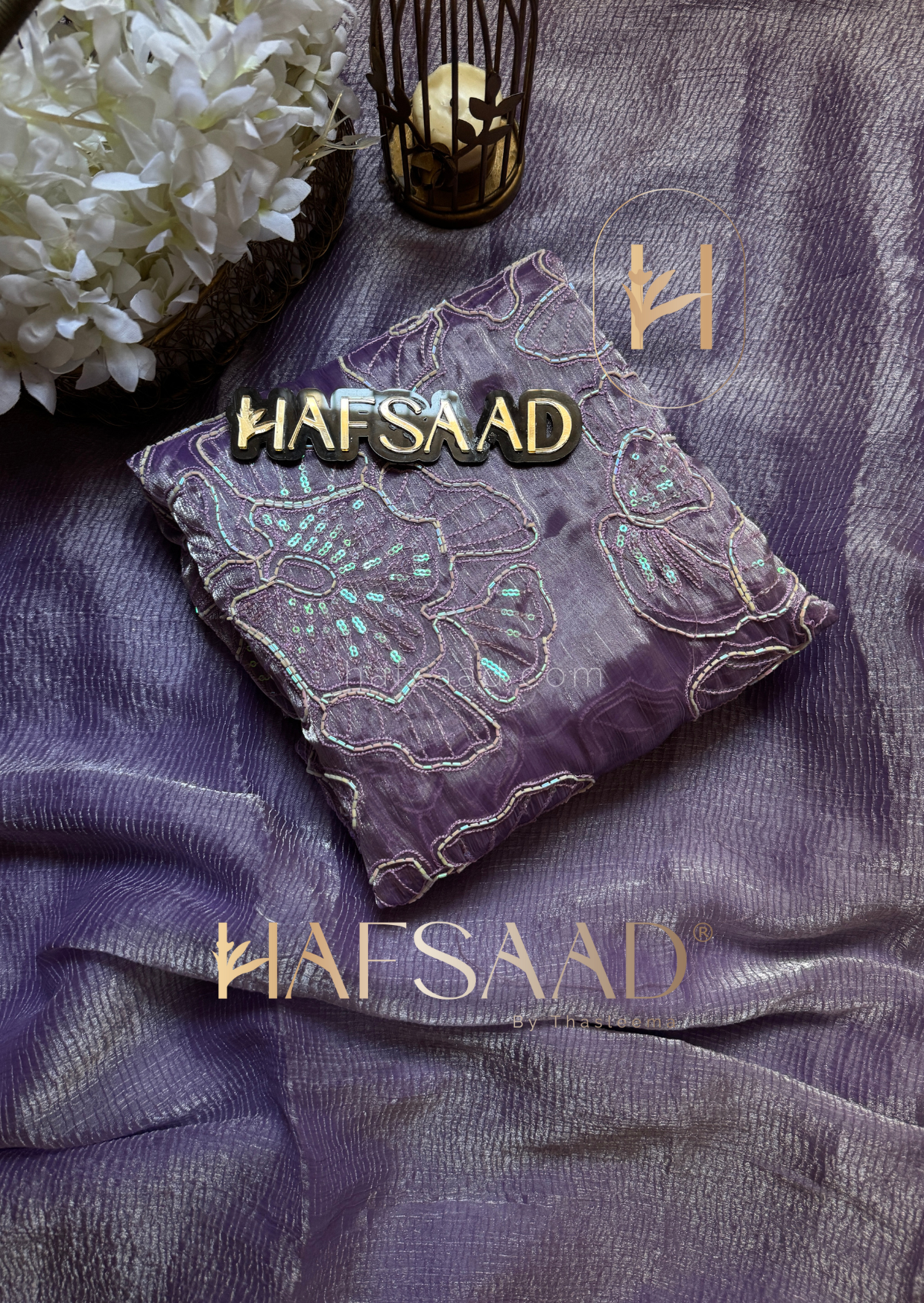 Hasini-Crushed tissue saree (Lavender)