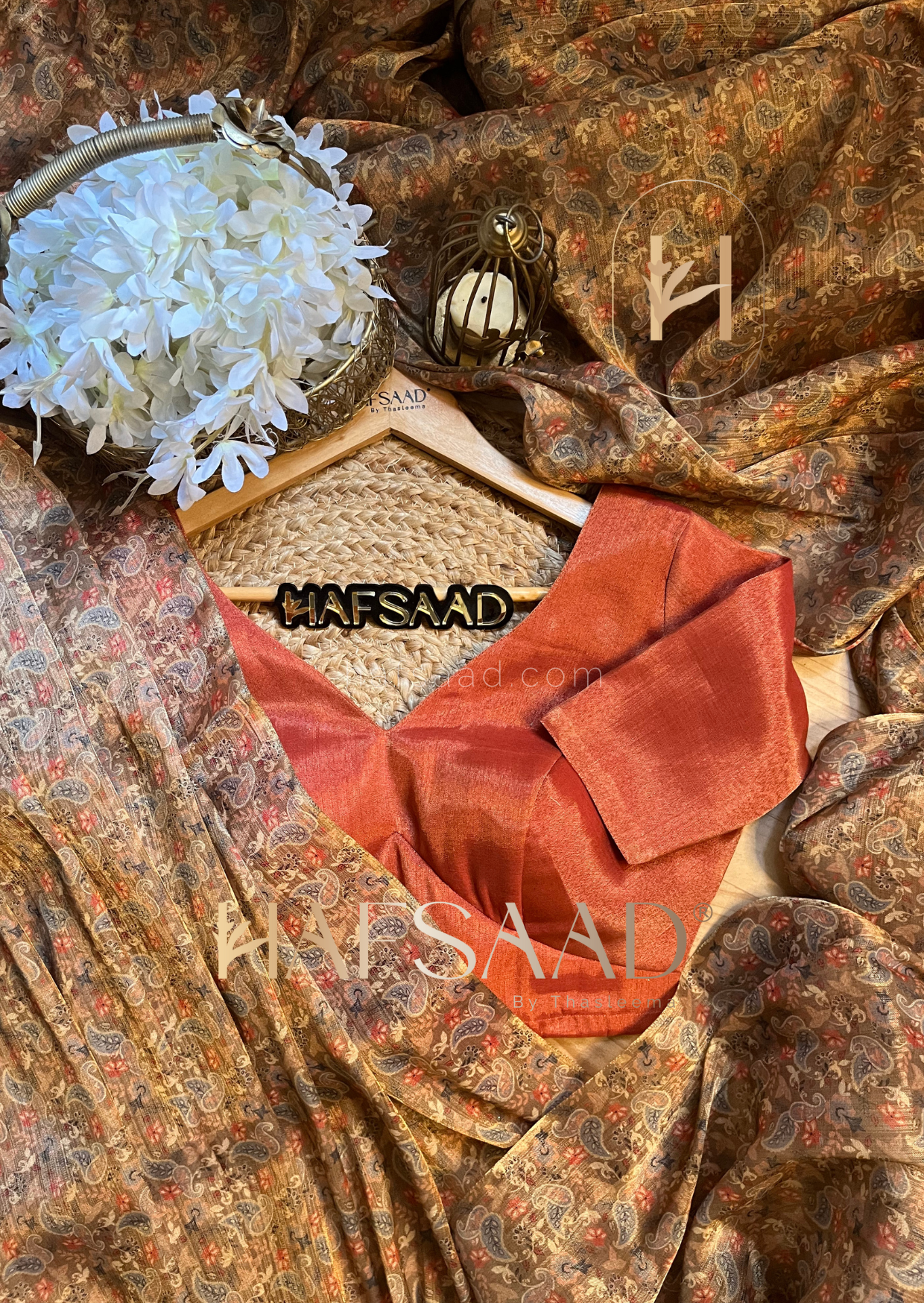 Sena- Tissue silk saree (Coral)