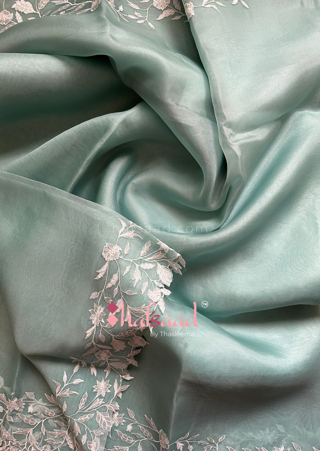 Roop- Pure organza silk saree (Tiffany Blue)