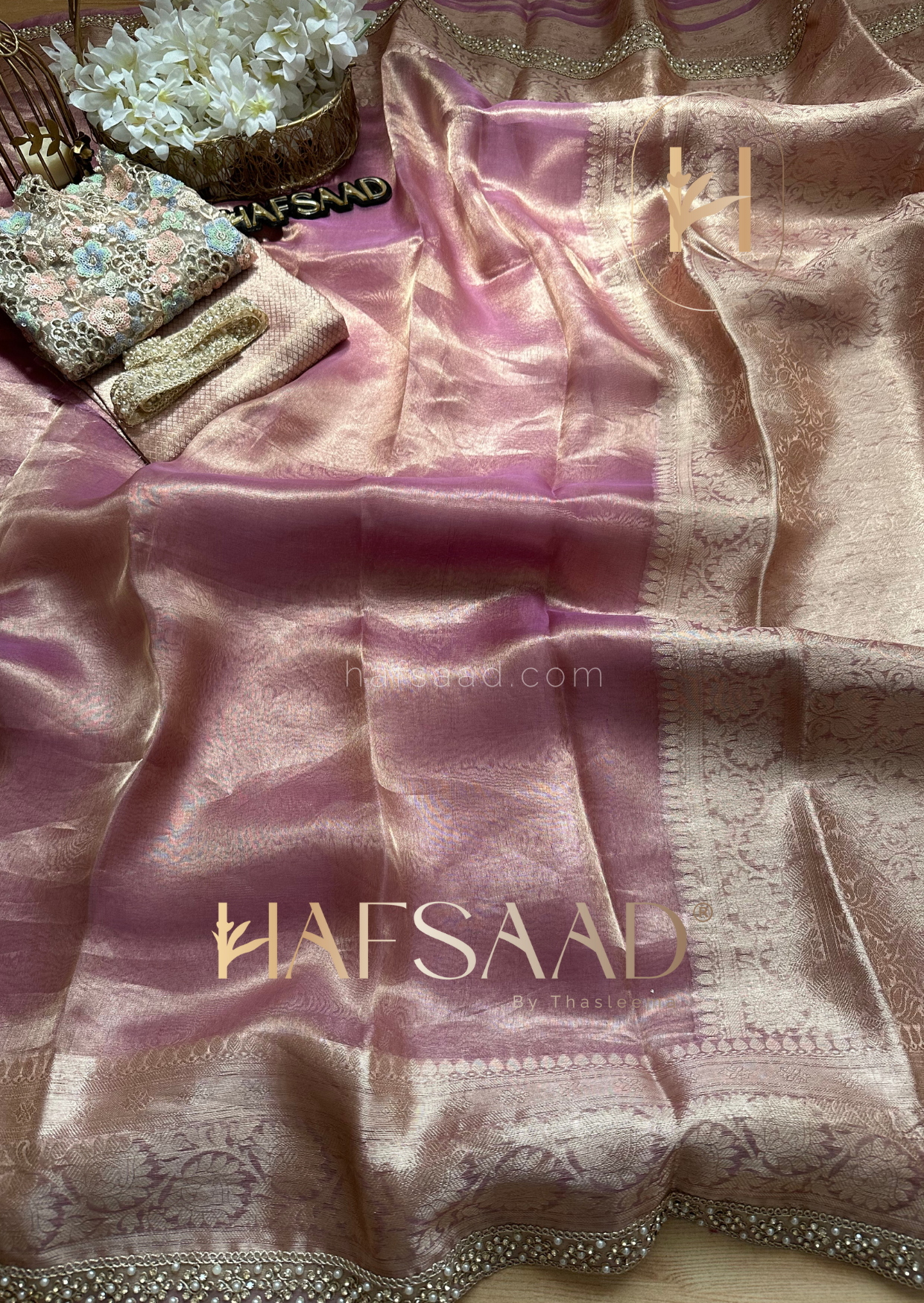 Noor- Pure tissue silk saree (Pastel Lavender)