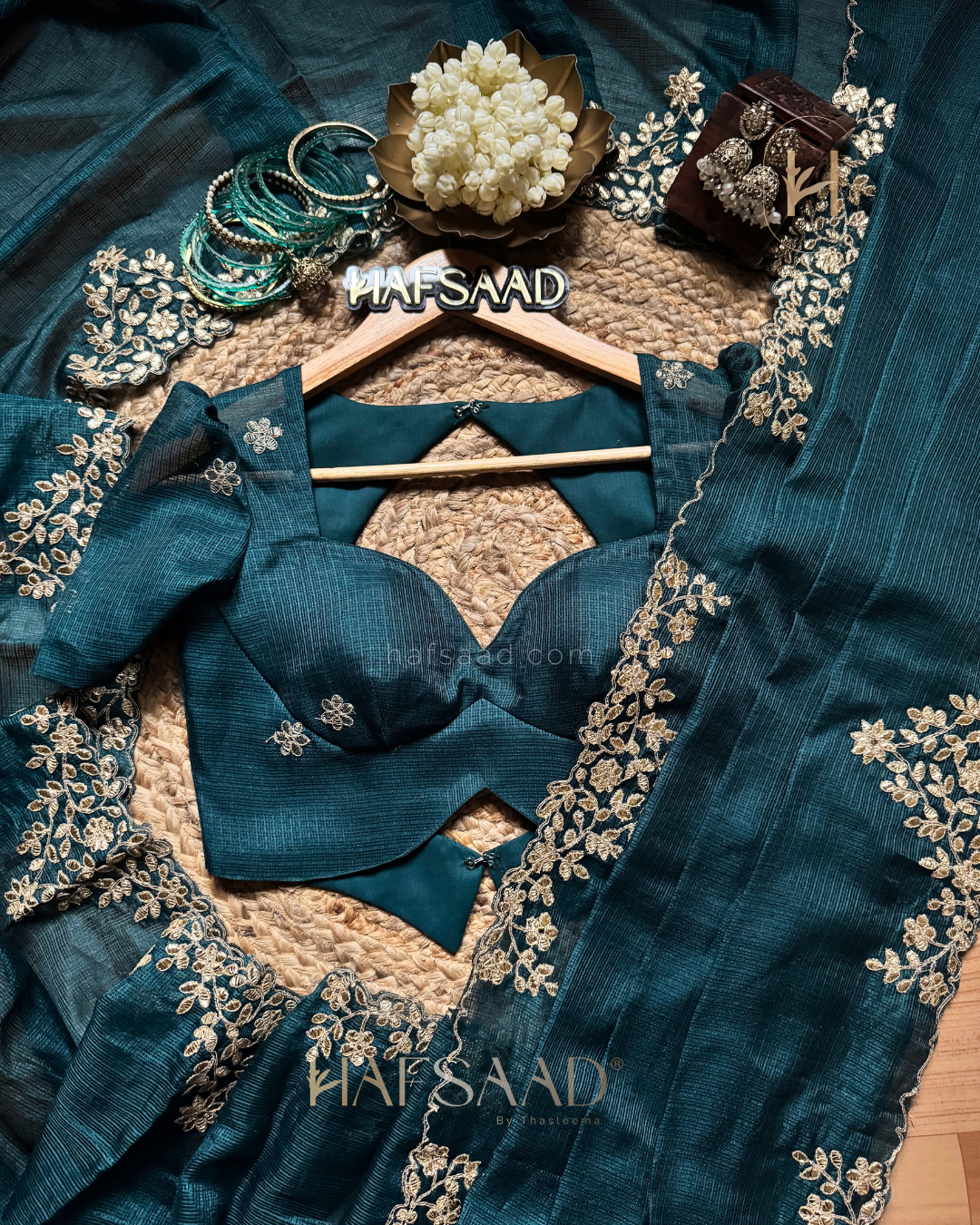 Rubita- Gota Work Saree (Peacock blue)