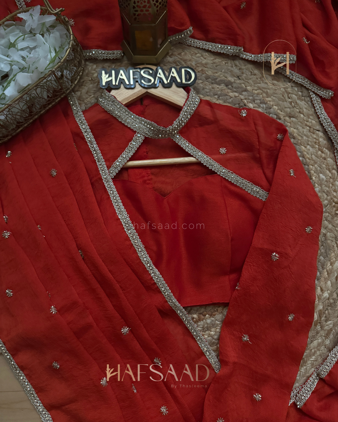 Rupali- Chiffon Silk Saree(Burnt Orange)