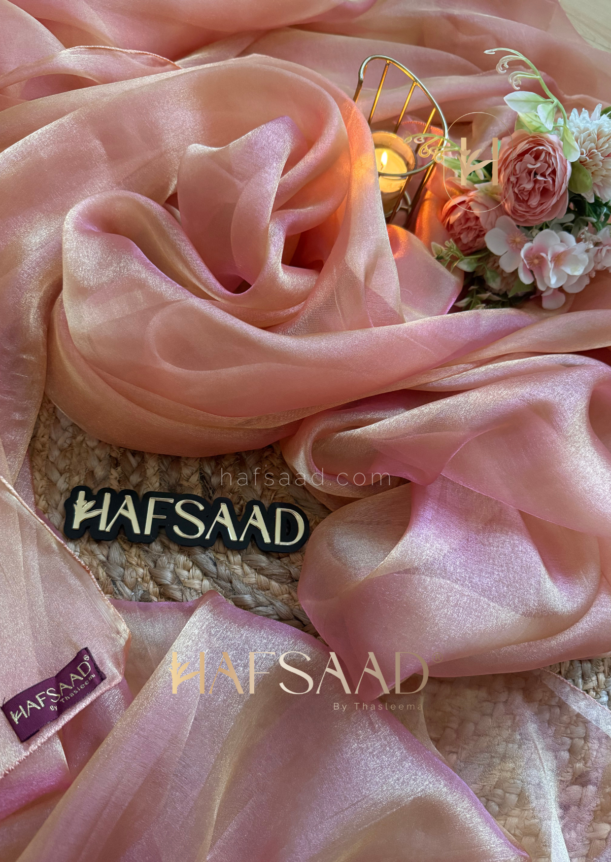 Anya - Soft tissue saree (ice pink)