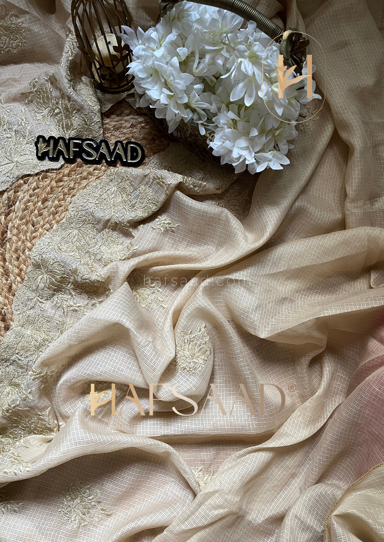 Celestia- Embroidered saree (Biscotti)