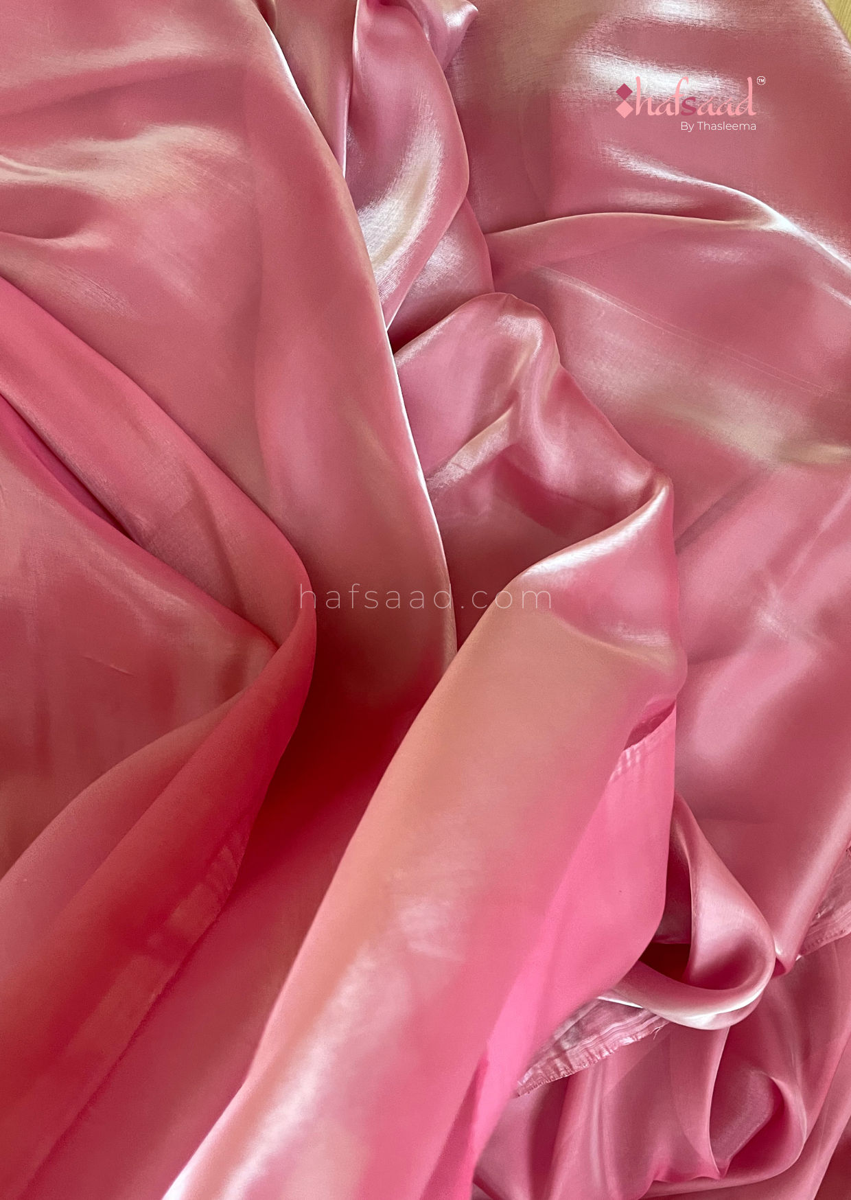 Georgia-Premium satin organza saree (Barbie pink)
