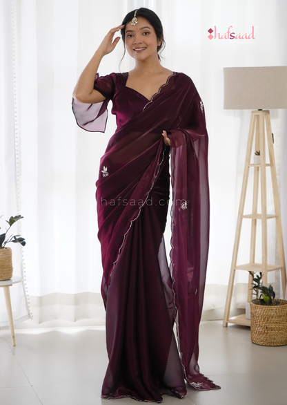 Molten- Ready to wear saree (wine)