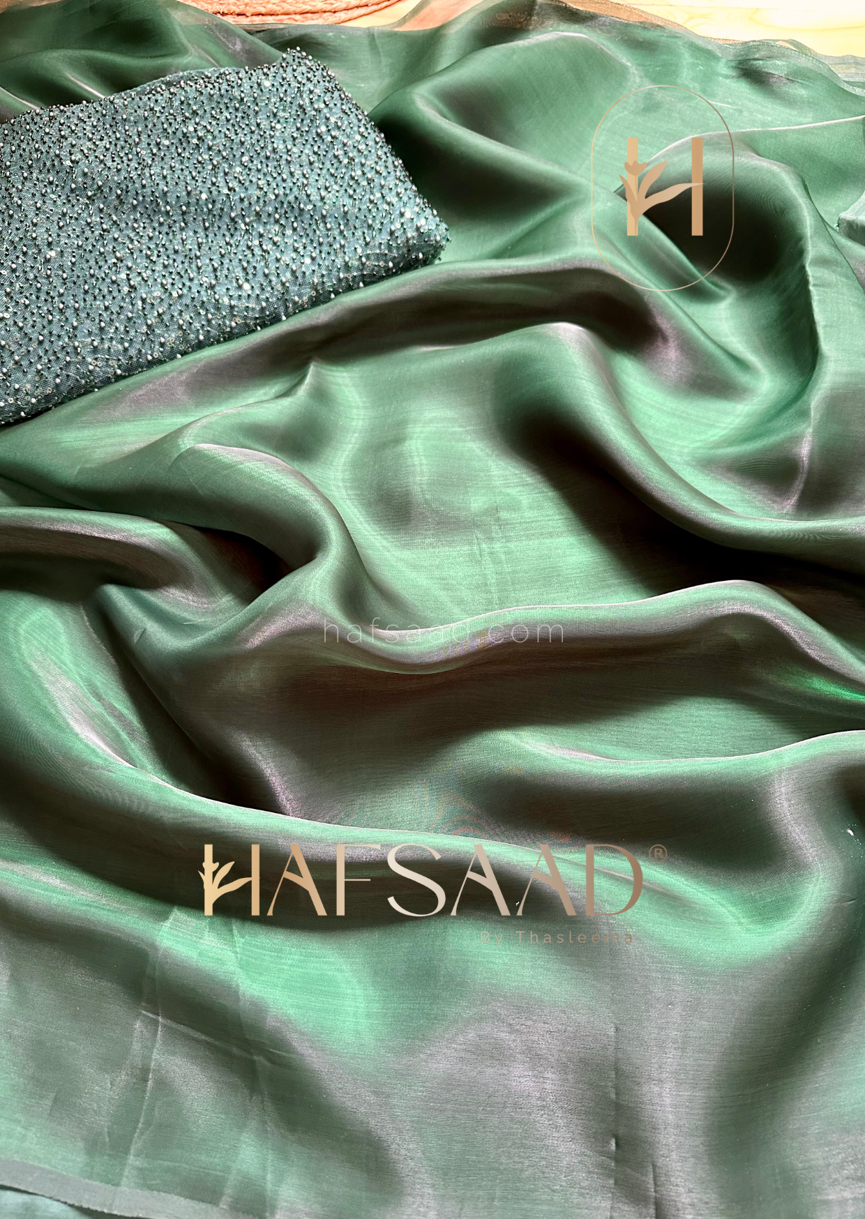 Medusa- Designer couture saree (Bottle Green)