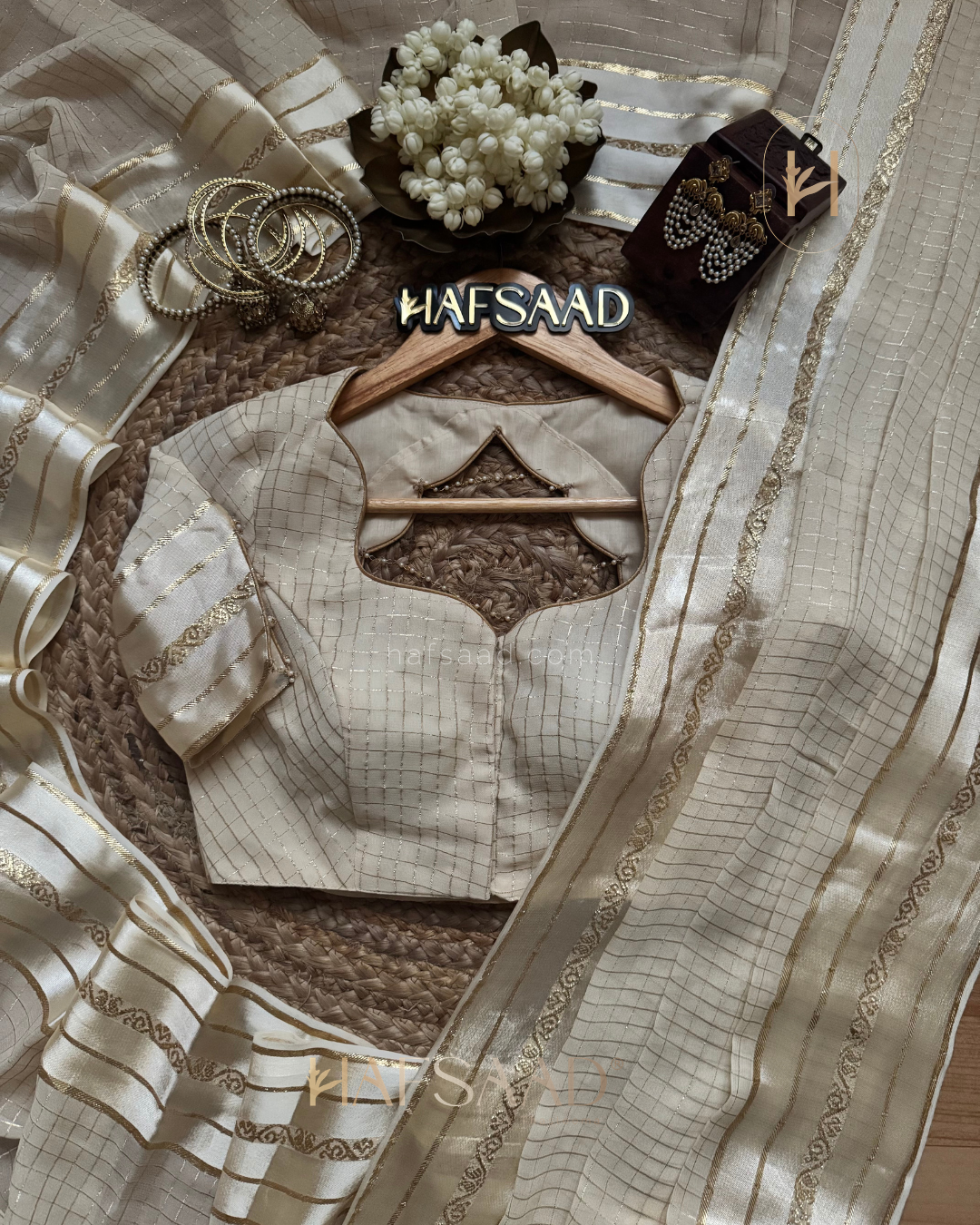 Ishika- pure viscose saree (Off-White)