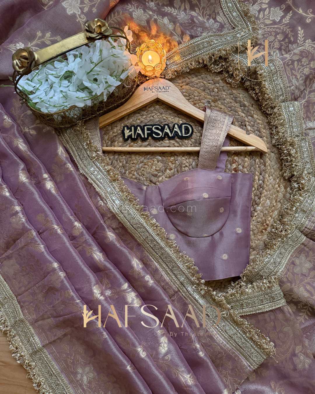 Nisha - Banaras Tissue Silk Saree (Lavender)