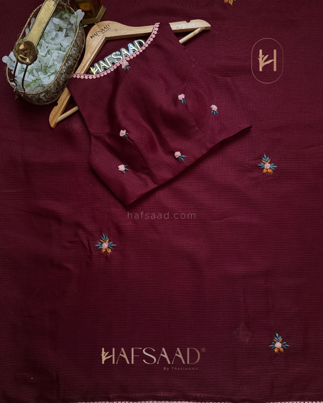 Helena - Premium Kota Saree (Burgundy)