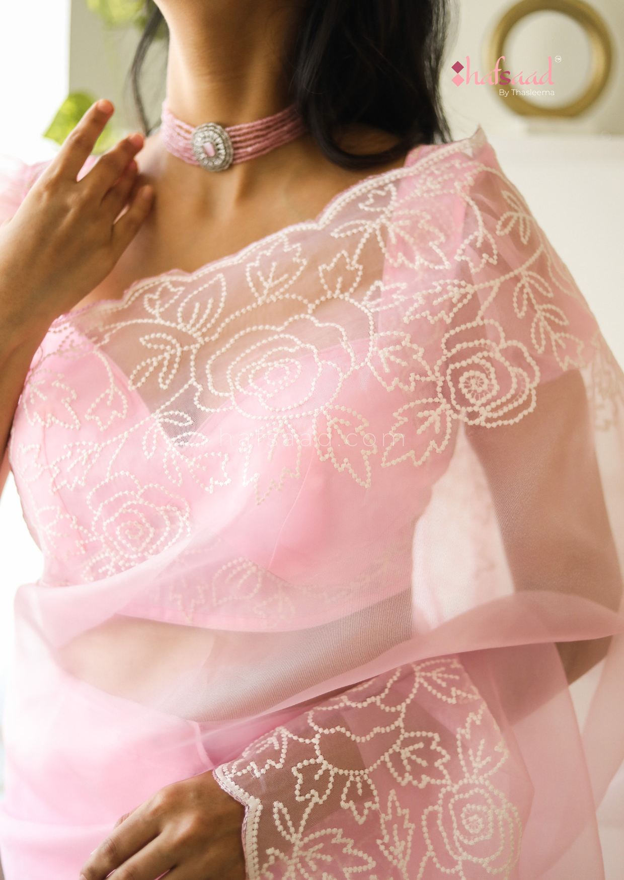 Isha Organza- Ready to wear (Pink)