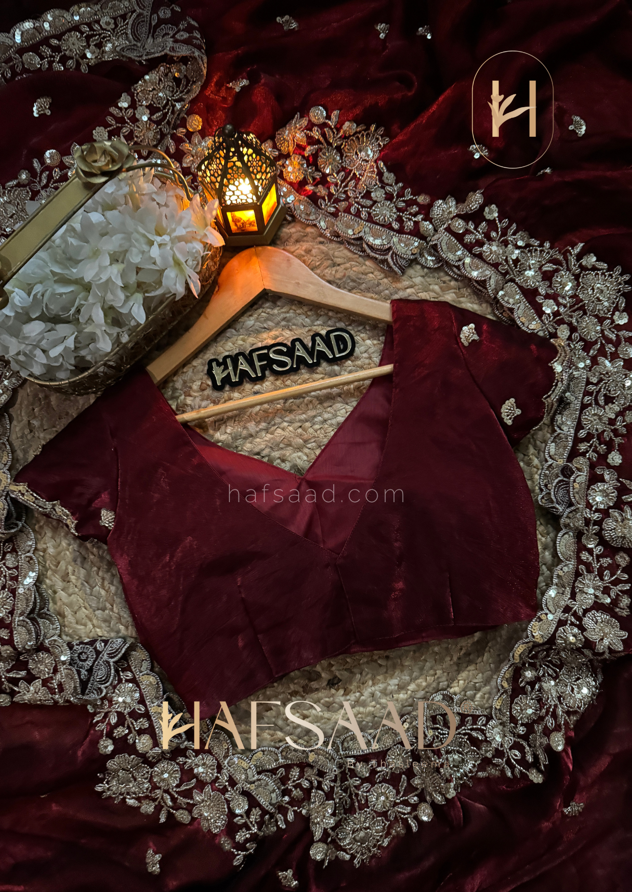 Zainab - Stardust satin saree (Maroon)