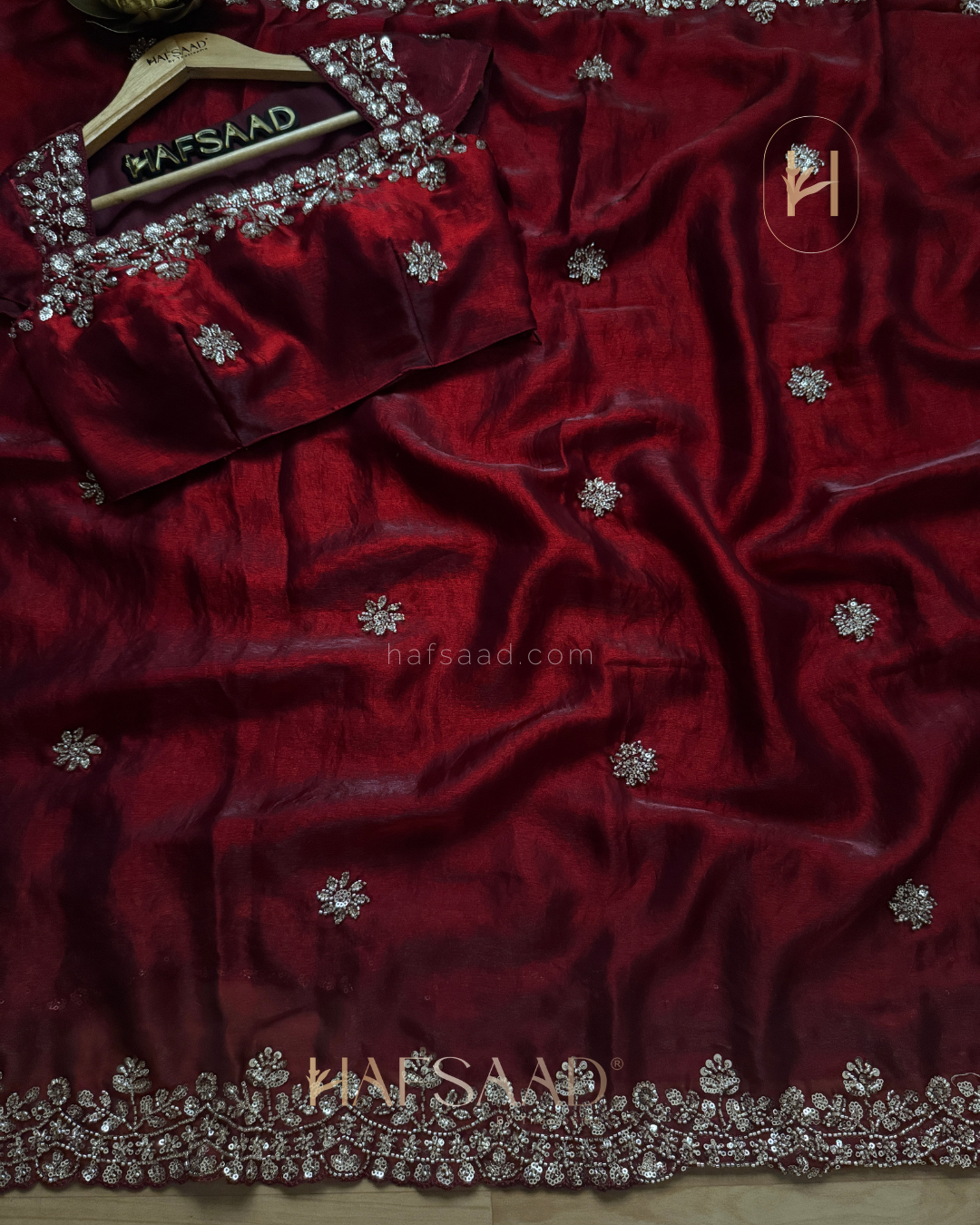 Sana- Designer handwork saree (Maroon)