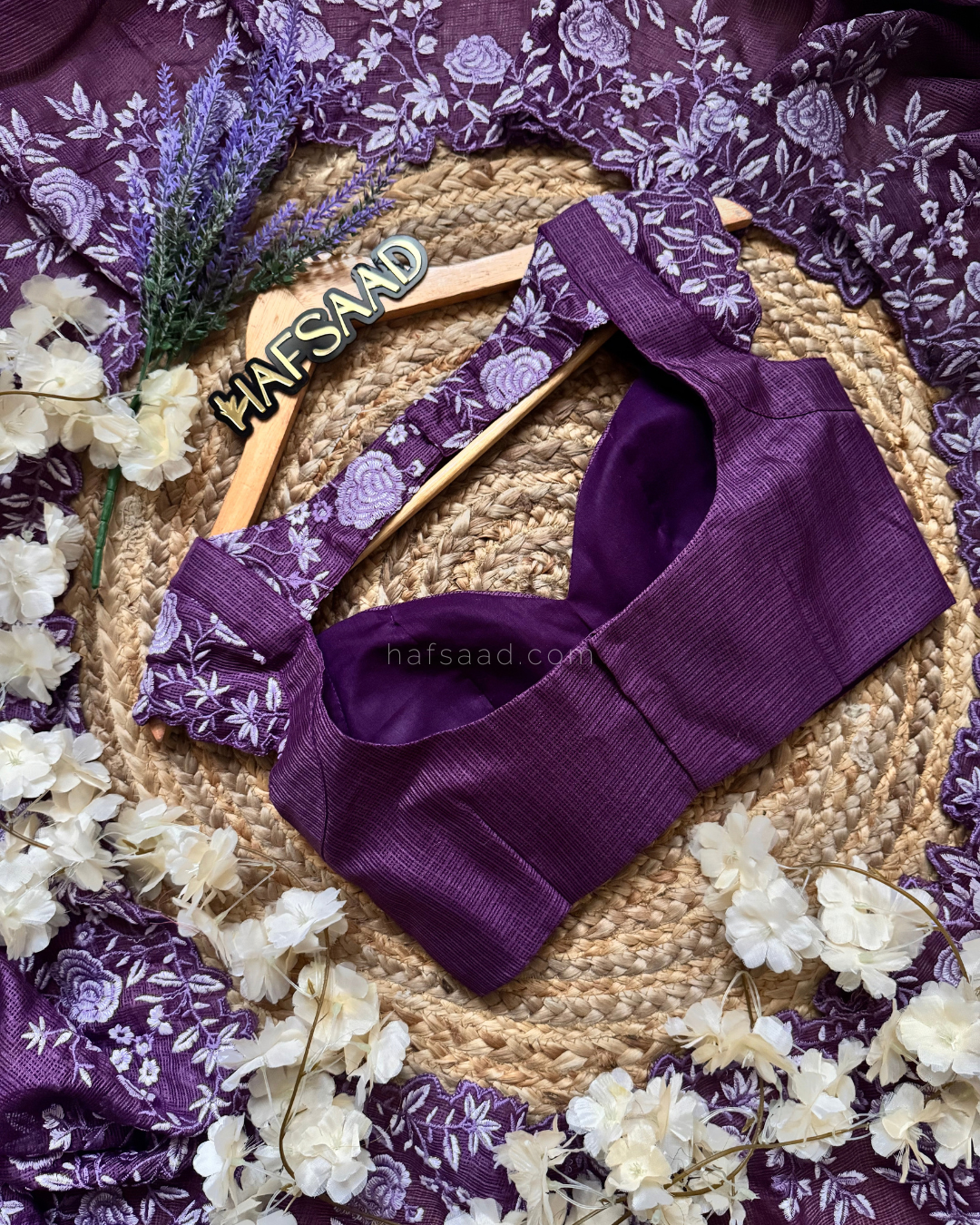 Femi- Embroidered Saree (Purple)
