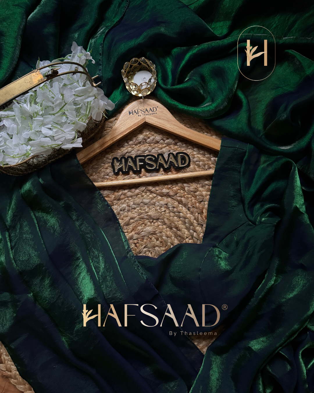 Sinful full sleeve - Stardust satin saree (Emerald Waves)