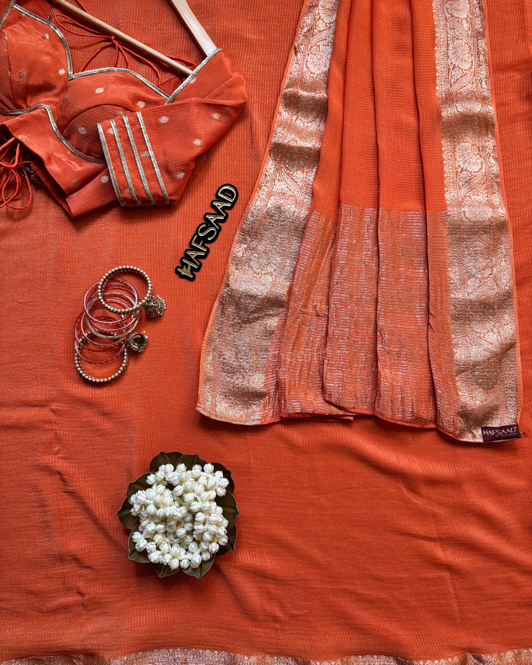 Rohini- semi silk saree (Orange)
