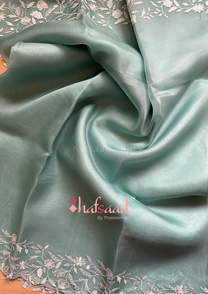Roop- Pure organza silk saree (Tiffany Blue)