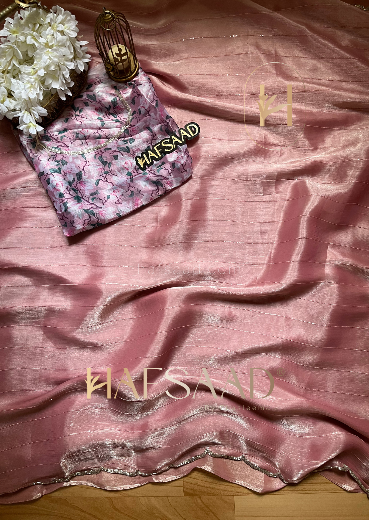 Shine- Satin organza saree ( onion pink )