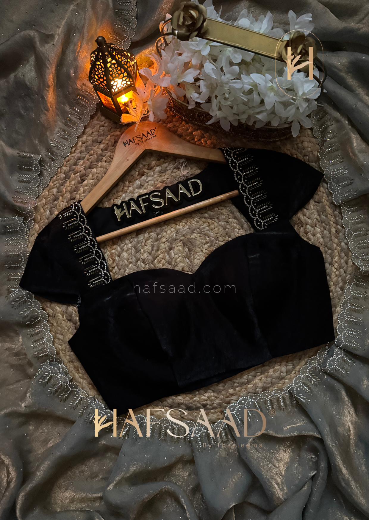 Henna - Stardust satin saree (Grey)