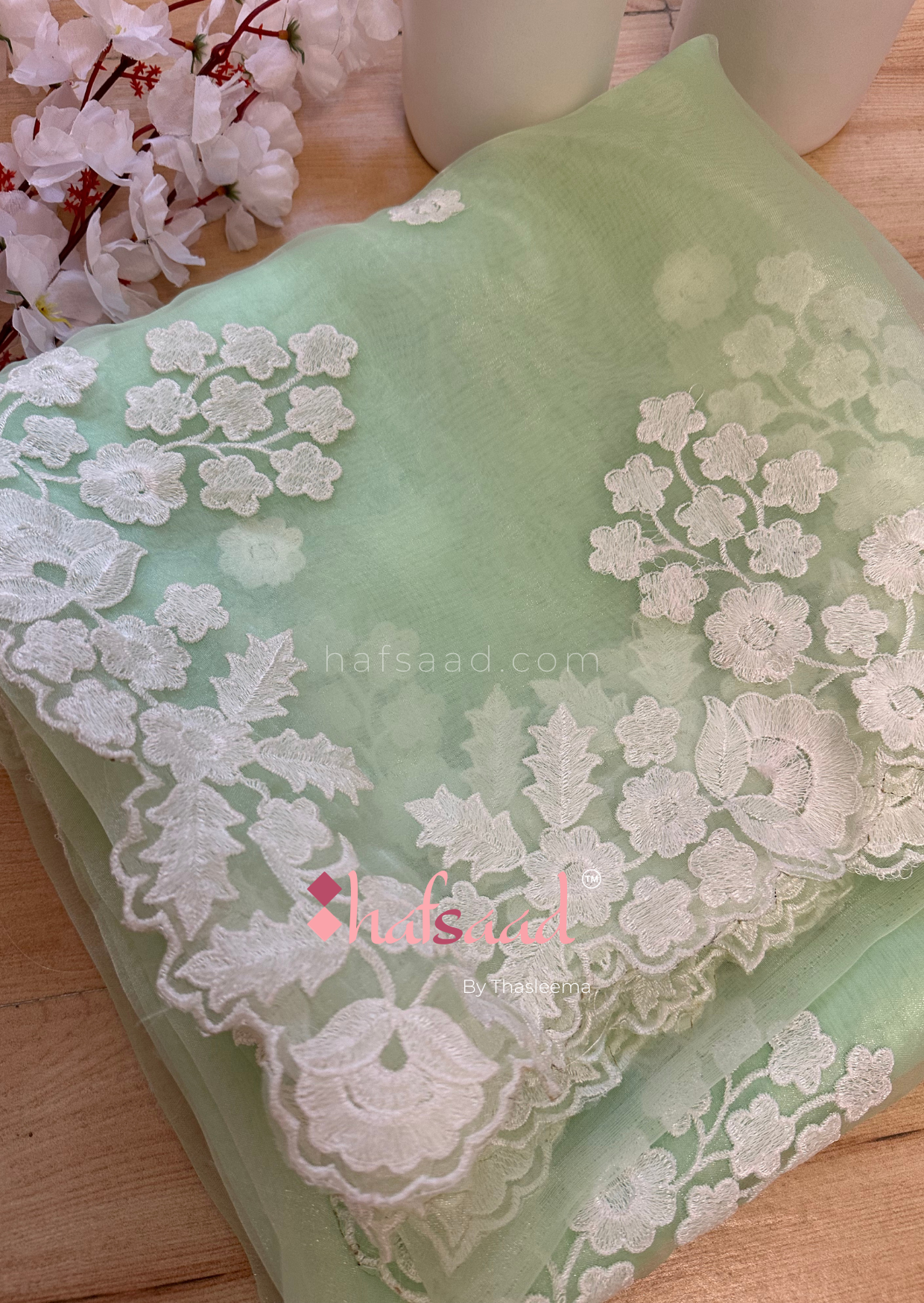 Tania- organza saree (Pastel Green)