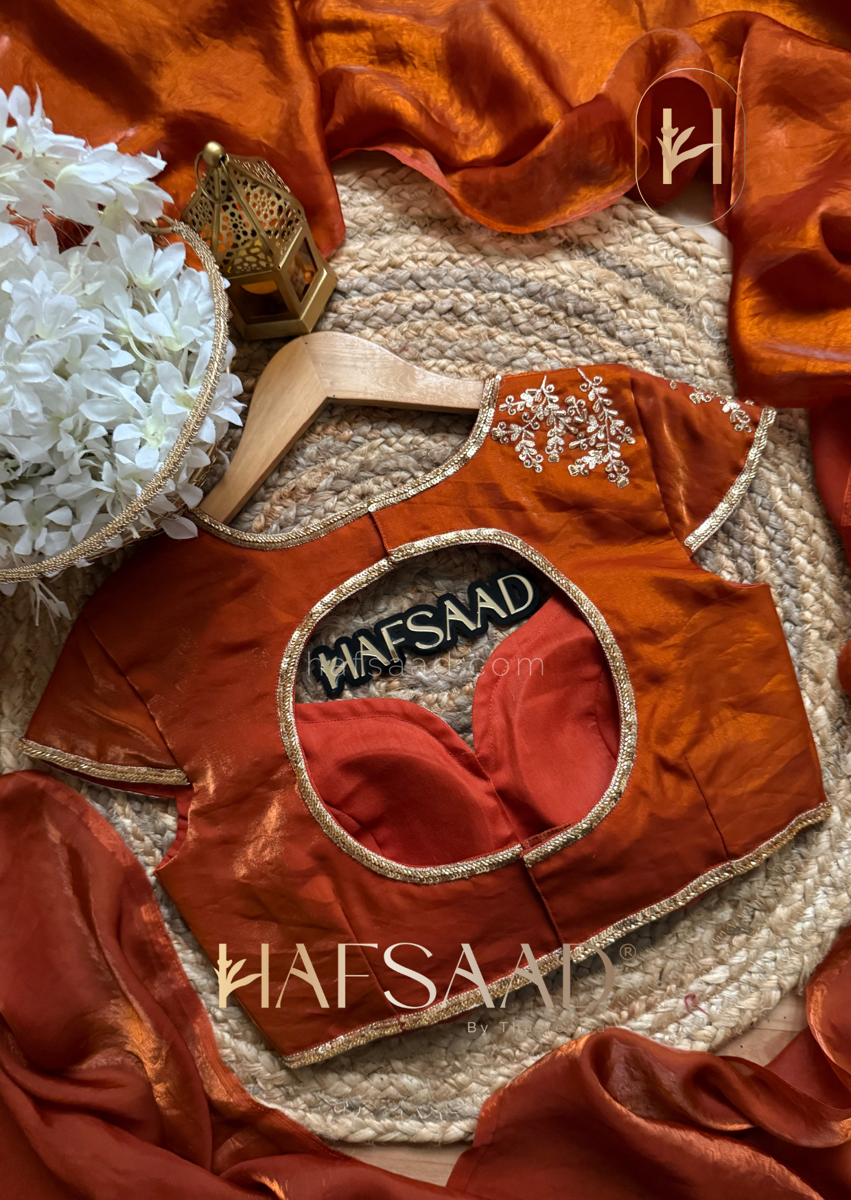 Rouge - Artisanal handwork saree (Burnt orange)