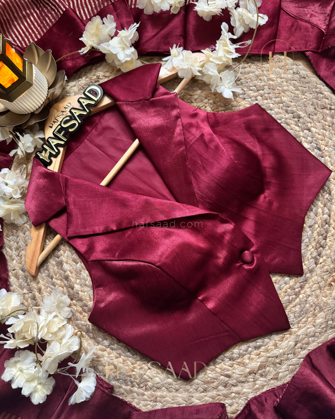 Carmine- Blended silk saree