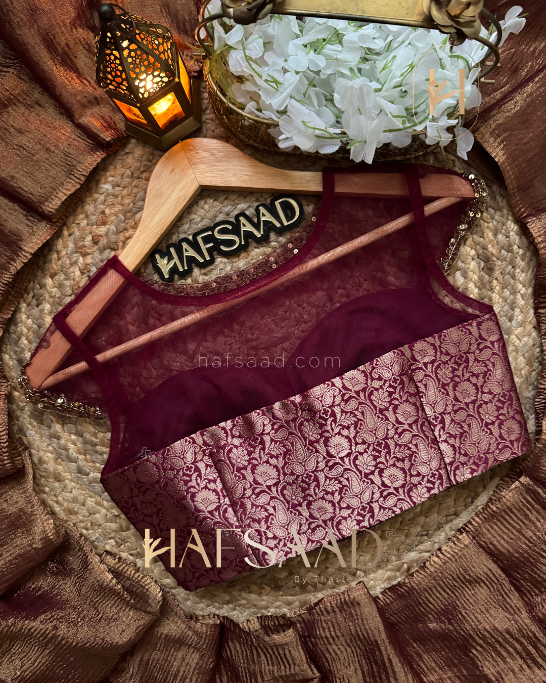 Nida Handwork - Soft semi tissue saree (Brown)