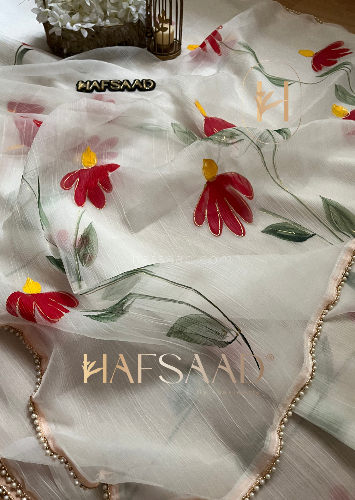 Aria - Glass chiffon saree ( white )