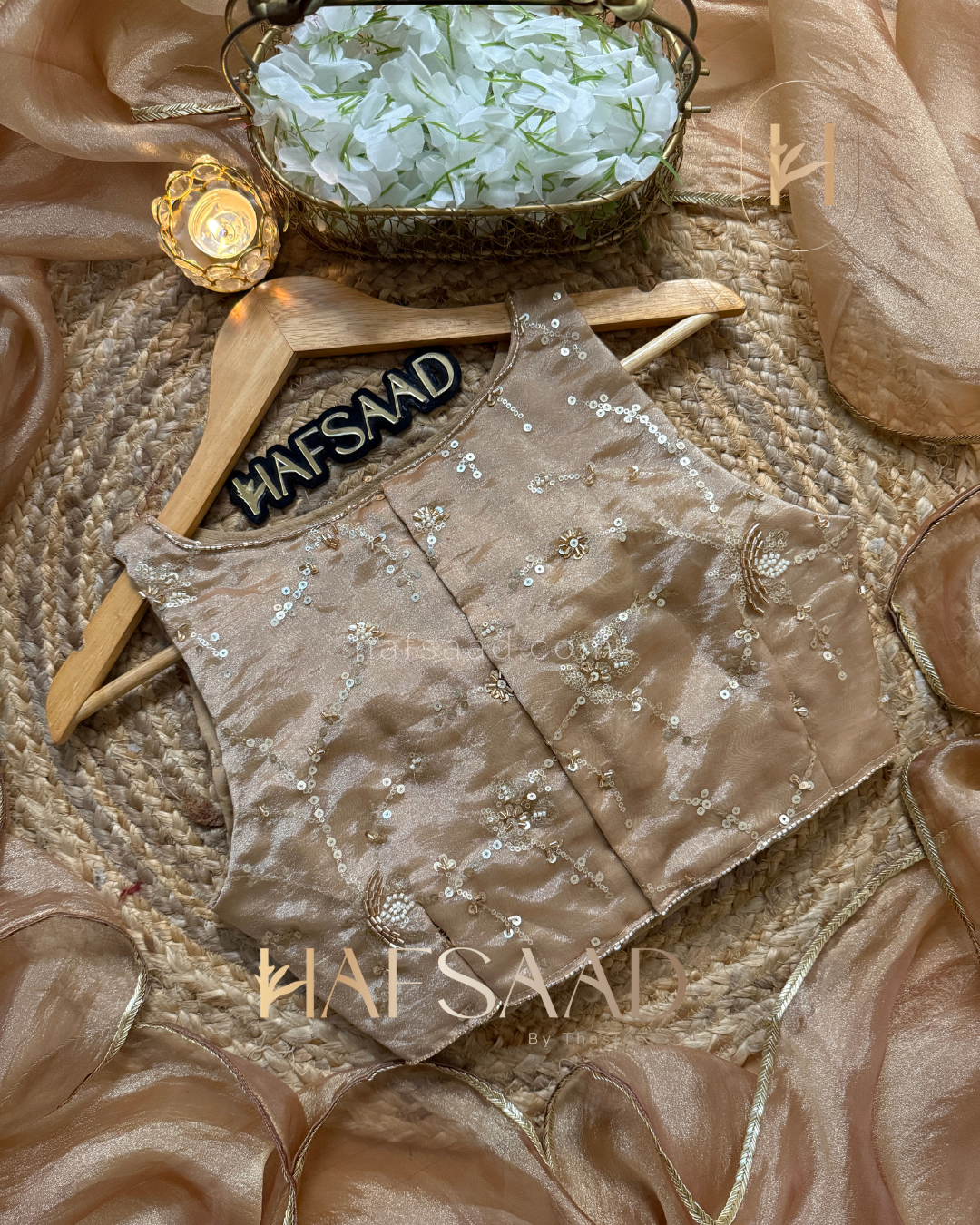 Alia - Soft tissue saree (Peach)