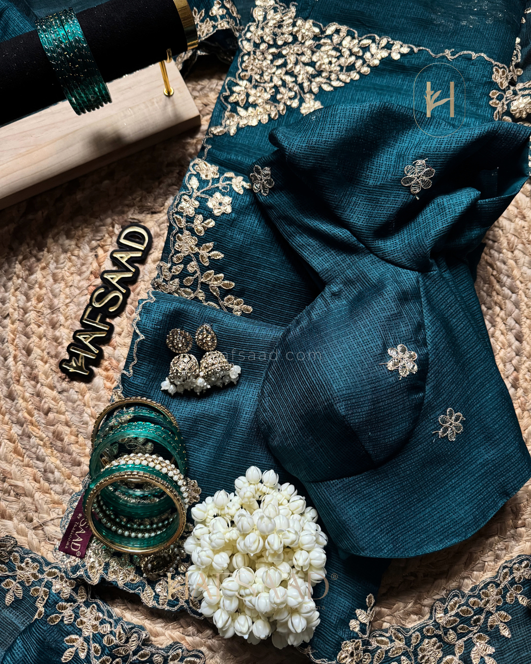 Rubita- Gota Work Saree (Peacock blue)