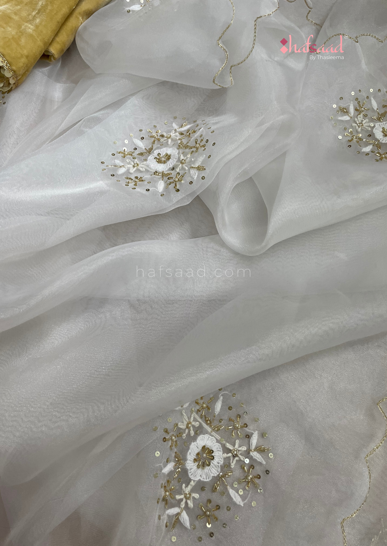 White Moon- Chikankari handwork organza saree