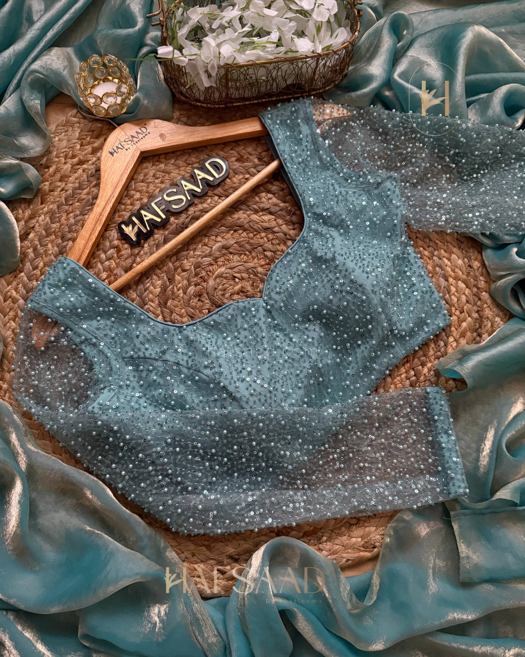 Sophie - Designer saree (Aqua Blue)